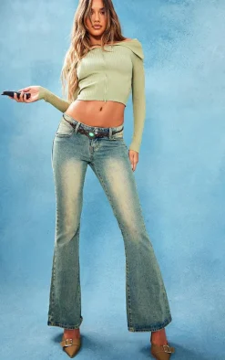 PrettyLittleThing Knitted Tops*Two Tone Rib Foldover Zip Jacket