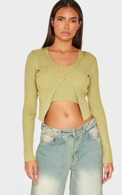PrettyLittleThing Knitted Tops*Knit Double Layer Top