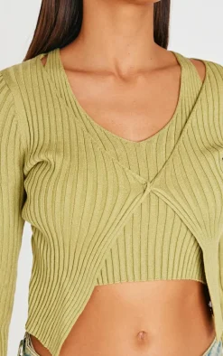 PrettyLittleThing Knitted Tops*Knit Double Layer Top