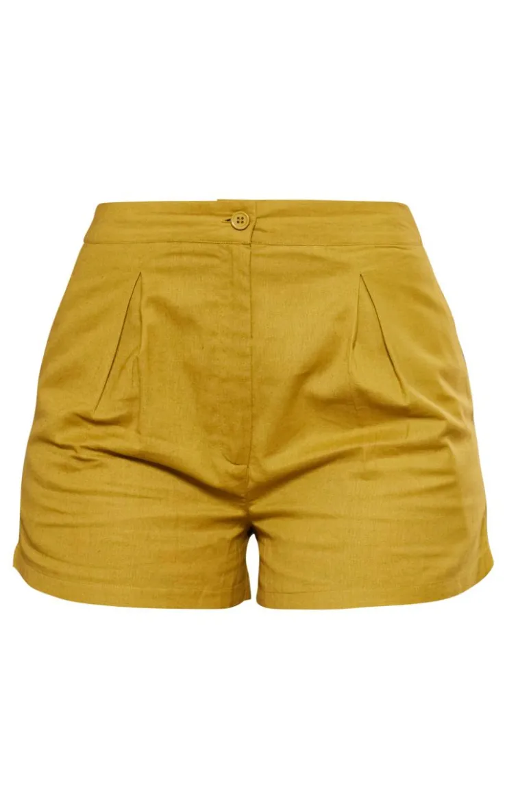 Best PrettyLittleThing Linen Look Tailored Shorts Olive