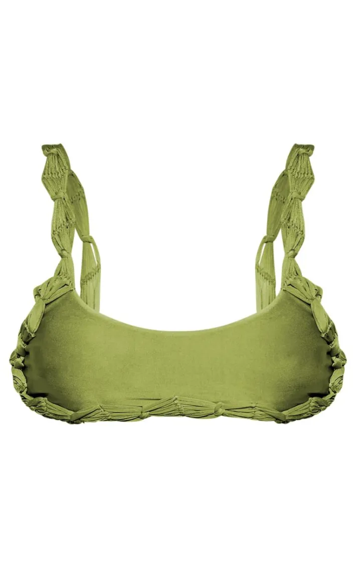 Olive Macrame Detail Bikini Top
