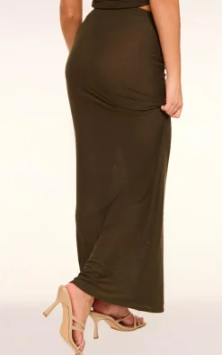 Sale PrettyLittleThing Mesh Low Rise Maxi Skirt Olive