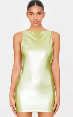 Metallic Crew Neck Mini Dress-PrettyLittleThing Clearance