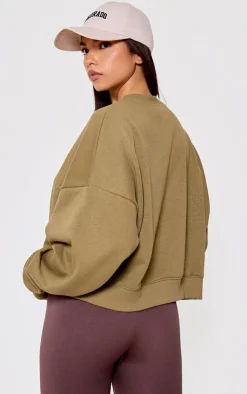 PrettyLittleThing Gym Wear*Olive Oversized Boxy Sweatshirt