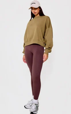 PrettyLittleThing Gym Wear*Olive Oversized Boxy Sweatshirt
