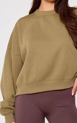 PrettyLittleThing Gym Wear*Olive Oversized Boxy Sweatshirt