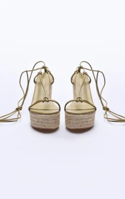 PrettyLittleThing Espadrilles*Pu Twist Strap Lace Up High Heeled Espadrille Wedges
