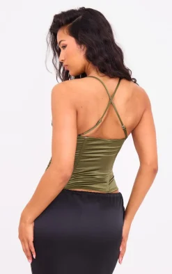 PrettyLittleThing Corsets*Satin Pleated Bust Pointed Hem Corset