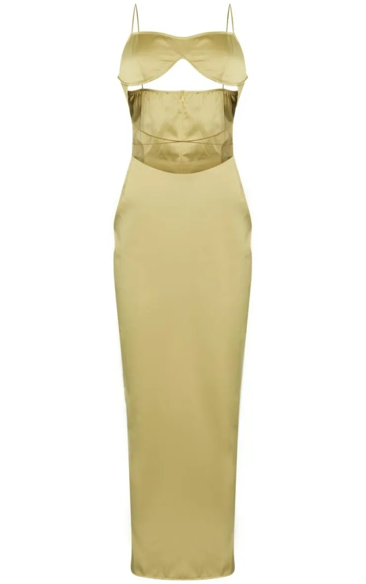 Satin Underwired Strappy Cut Out Midaxi Dress-PrettyLittleThing Discount