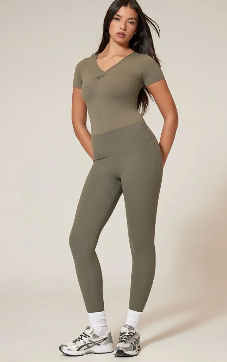 PrettyLittleThing Workout Tops*Sculpt Gathered Short Sleeve Bodysuit