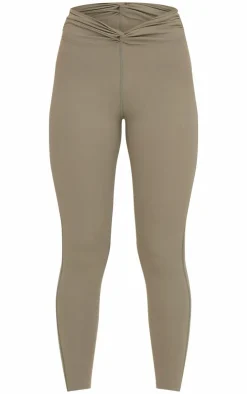 PrettyLittleThing Gym Leggings*Olive Sculpt Twist Front Gym Leggings