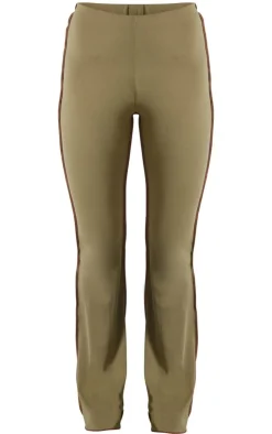 Outlet PrettyLittleThing Seam Detail Mid Rise Skinny Flared Pants Olive