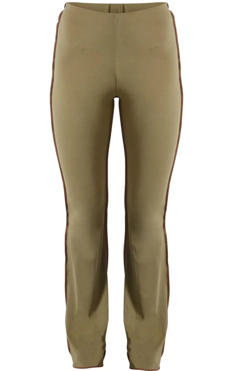 Outlet PrettyLittleThing Seam Detail Mid Rise Skinny Flared Pants Olive