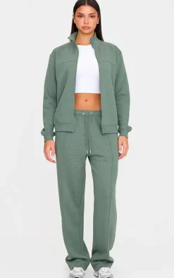 Sale PrettyLittleThing Seam Detail Wide Leg Sweatpants Olive