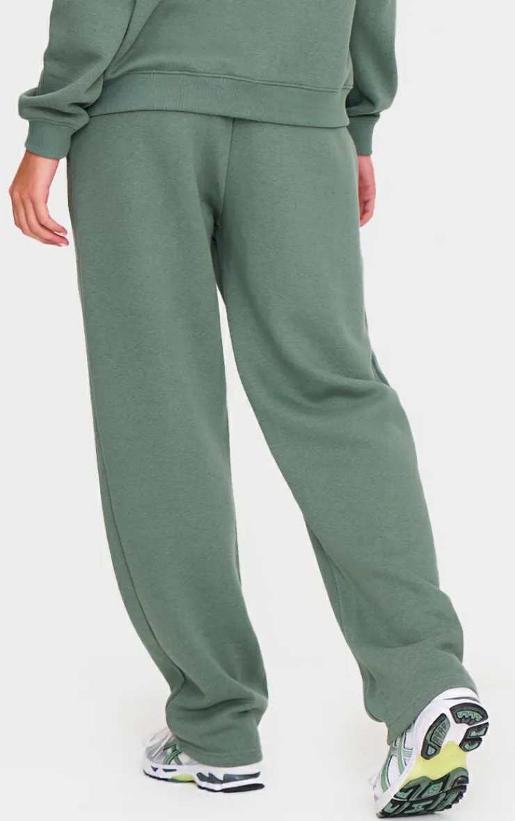 Sale PrettyLittleThing Seam Detail Wide Leg Sweatpants Olive
