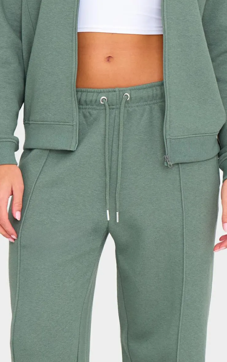 Sale PrettyLittleThing Seam Detail Wide Leg Sweatpants Olive