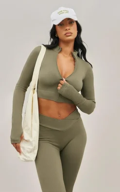PrettyLittleThing Athletic Jackets*Seamless Seam Detail Cropped Sports Jacket