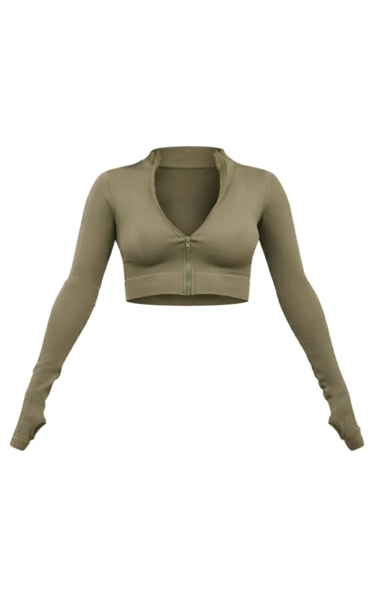 PrettyLittleThing Athletic Jackets*Seamless Seam Detail Cropped Sports Jacket