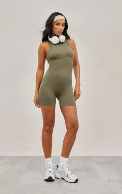PrettyLittleThing Seamless Gym Wear*Seamless Strappy Ruched Bum Gym Unitard
