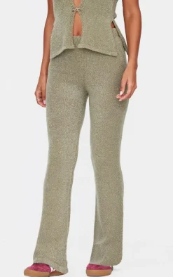 Outlet PrettyLittleThing Soft Bobble Knit Wide Leg Pants Olive