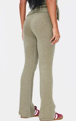Outlet PrettyLittleThing Soft Bobble Knit Wide Leg Pants Olive
