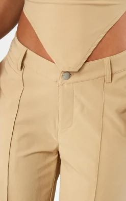 Best PrettyLittleThing Tailored Woven Straight Leg Seamed Detail Pants Olive