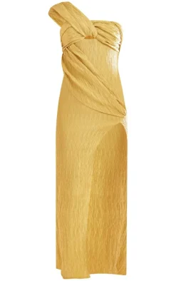 Textured One Shoulder Drape Split Midaxi Dress-PrettyLittleThing Hot