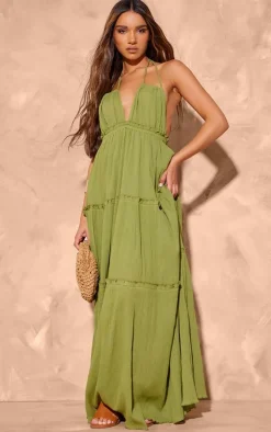 Tiered Halterneck Maxi Dress-PrettyLittleThing Clearance