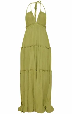 Tiered Halterneck Maxi Dress-PrettyLittleThing Clearance