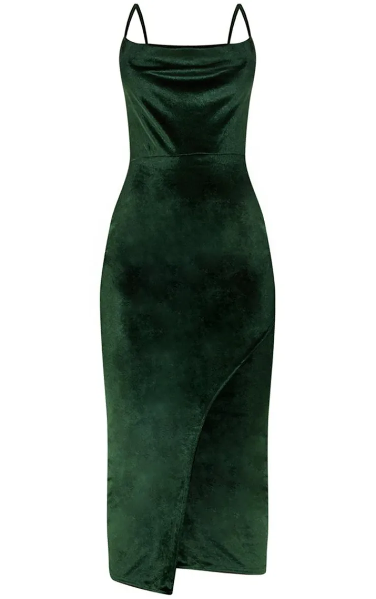 Velvet Cross Back Scoop Back Midi Dress-PrettyLittleThing Discount