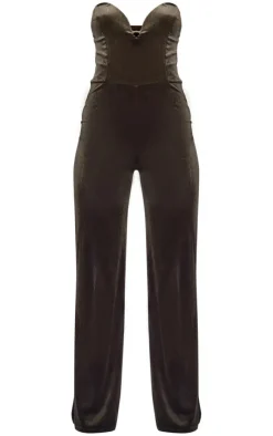 Velvet V Bar Bandeau Jumpsuit-PrettyLittleThing New