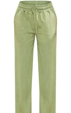 Hot PrettyLittleThing Washed Oversized Low Rise Wide Leg Sweatpants Olive