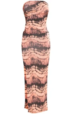 Abstract Printed Cut Out Slit Bandeau Maxi Dress-PrettyLittleThing New