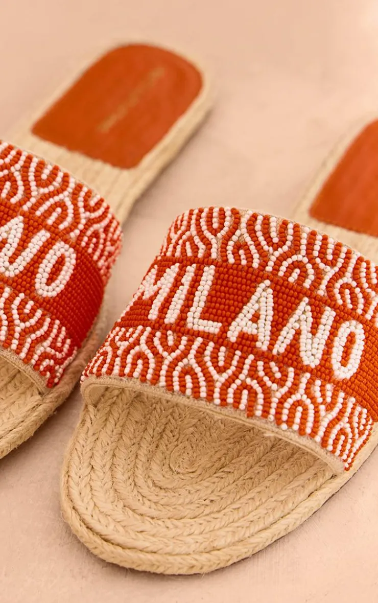 PrettyLittleThing Flat Sandals*Beaded Round Toe "Milano" Sequin Sandals