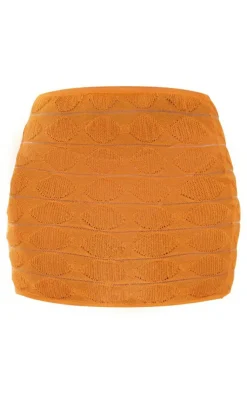 Discount PrettyLittleThing Bobble Textured Sheer Knit Mini Skirt Orange