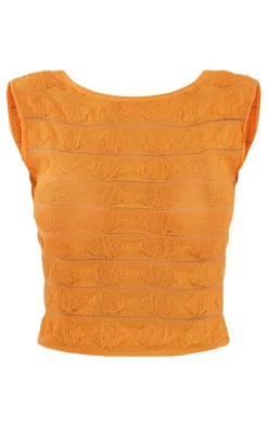 PrettyLittleThing Knitted Tops*Bobble Textured Sheer Knit Open Back Top