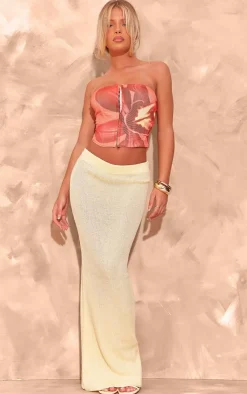 PrettyLittleThing Corsets*Boned Flower Printed Mesh Bandeau