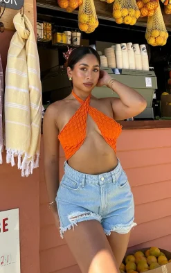 PrettyLittleThing Knitted Tops*Bubble Textured Knit Cross Front Top