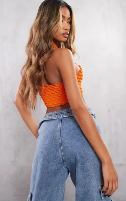 PrettyLittleThing Knitted Tops*Bubble Textured Knit Cross Front Top