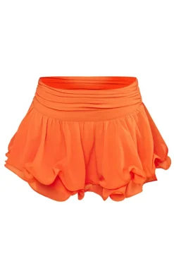 PrettyLittleThing Chiffon Ruffle Low Waist Micro Mini Skirt Orange