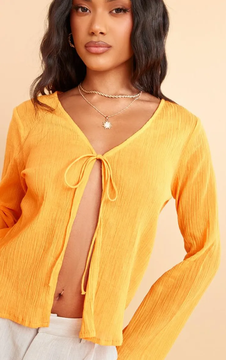 PrettyLittleThing Shirts*Crinkle Tie Front Shirt