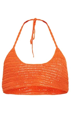 Orange Crochet Bikini Top