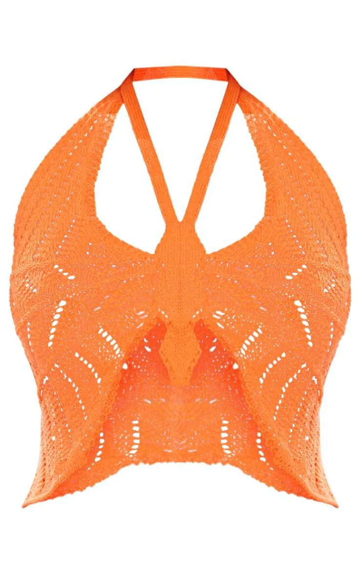 PrettyLittleThing Knitted Tops*Crochet Butterfly Top