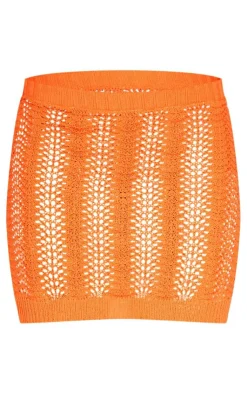 Best PrettyLittleThing Crochet Wave Mini Skirt Orange