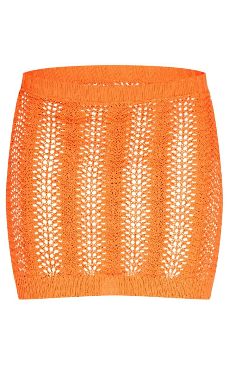 Best PrettyLittleThing Crochet Wave Mini Skirt Orange