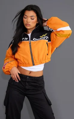 PrettyLittleThing Bomber Jackets*Cropped Oversized Graphic Zipped Racer Bomber Jacket