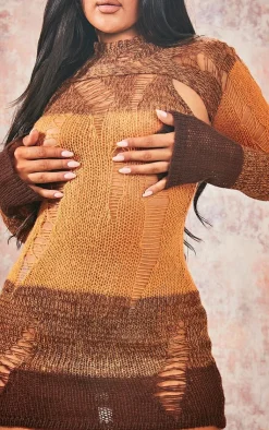 Extreme Distressed Knitted Bodycon Dress-PrettyLittleThing Discount