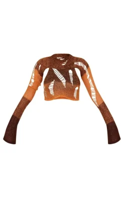 PrettyLittleThing Knitted Tops*Extreme Distressed Knitted Top