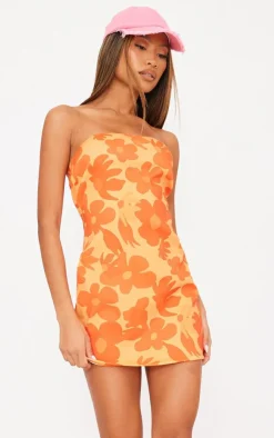 Floral Print Bandeau Bodycon Dress-PrettyLittleThing Clearance