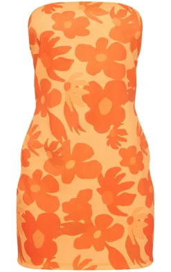 Floral Print Bandeau Bodycon Dress-PrettyLittleThing Clearance